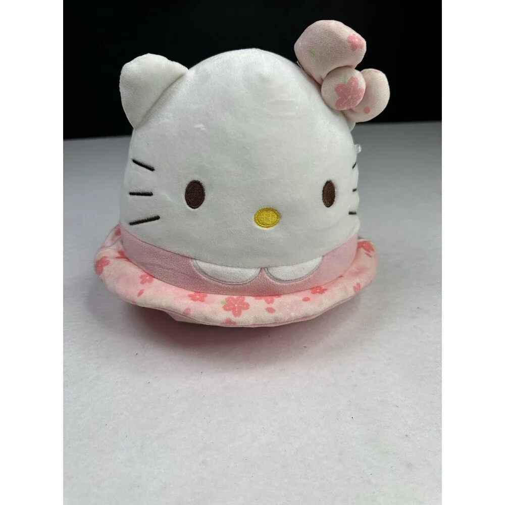 Hello Kitty Squishmallow Plush Pink Floral‎ Hat Sitting Pose Stuffed Toy